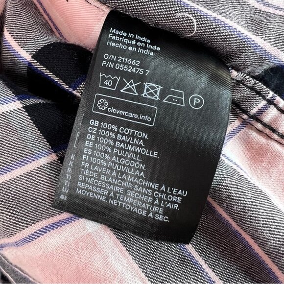 Divided pink blue purple black Plaid Button-Up Shirt in Pink and Black - Picture 10 of 12